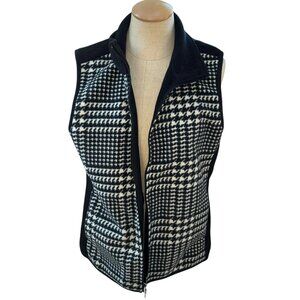 Cambridge Dry goods black white Houndstooth Glenn Plaid fleece vest M